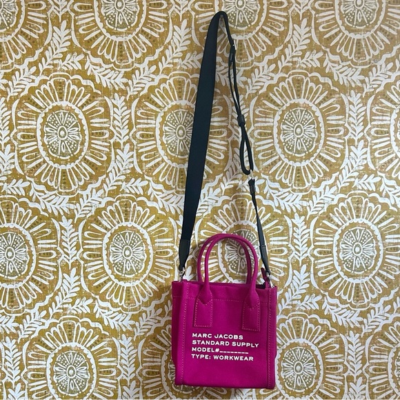 Marc Jacobs Canvas Standard Supply Crossbody Strap Small Tote Bag Lipstick Pink - Picture 4 of 12